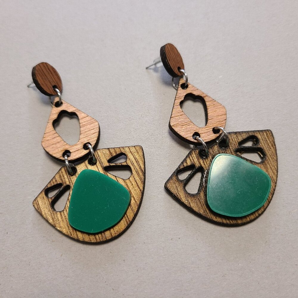 wood dangle earrings
